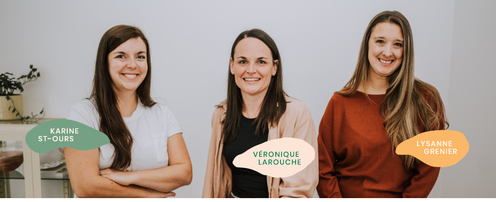 Image de groupe de Karine St-Ours, Véronique Larouche et Lysanne Grenier, infirmières dévouées de la clinique pour l'hormonothérapie.